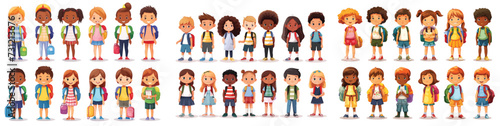 Vector cartoon characters of schoolchildren set photo