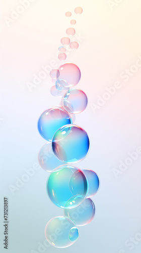 Group of blue and pink bubbles spheres isolated