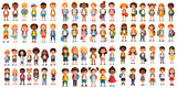 Vector cartoon characters of schoolchildren set