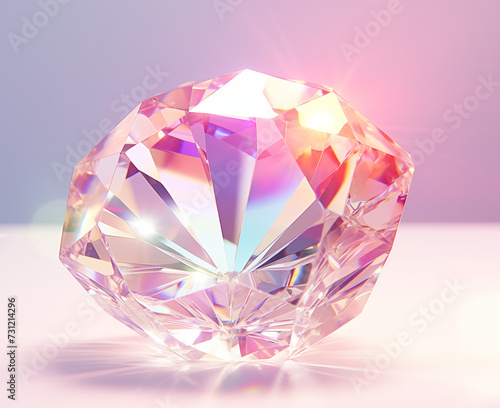 Sparkling pink diamond refracted isolated