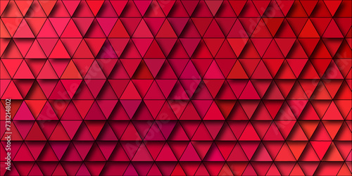 Abstract geometric light background of small triangles in dark crimson red colors. Abstract 3d polygonal pattern luxury lines. Polygonal abstract ruby blue Creative geometric pattern