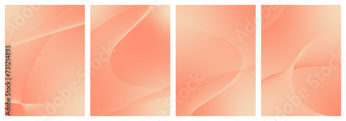 Abstract background vector set orange, peach fuzz with dynamic waves for wedding design. Futuristic backdrop with network wavy lines. Premium template with stripes and gradient mesh for banner, poster