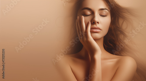 Beauty portrait of a woman isolated on blank background banner for salon