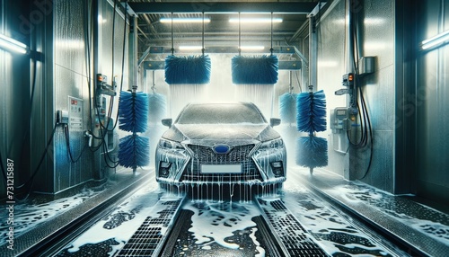 Automated Shine: High-Tech Car Wash in Action photo
