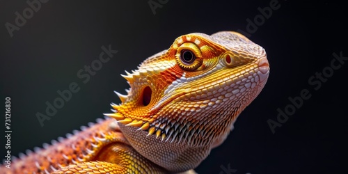 Bearded Dragon, Pogona Vitticeps, With Scaly Golden Gaze Stands Solo