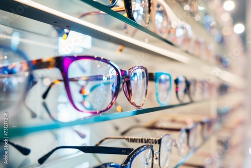 Close-Up Look At A Display Of Fashionable Prescription Glasses