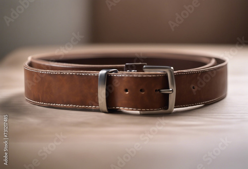 Old brown leather belt strap isolated on white background