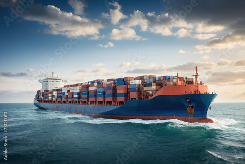 Large container cargo ship.