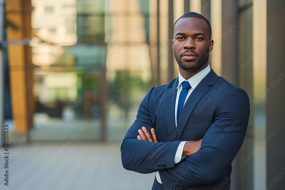 African American Businessman Exemplifies Professionalism With Confident Stance African American Businessman Exemplifies Professionalism With Confident Stance