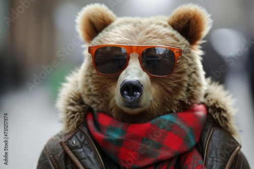 Cool Looking Bear In Fashionable Clothes On 1