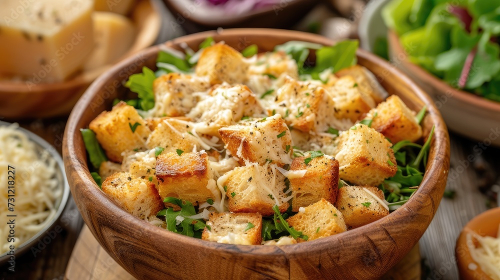 Gourmet Snacking - Culinary artistry with croutons and velvety cream cheese Gourmet Snacking - Culinary artistry with croutons and velvety cream cheese