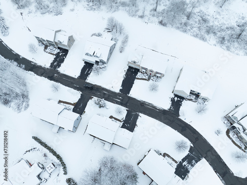 aerial view of residential community after snow storm © nd700