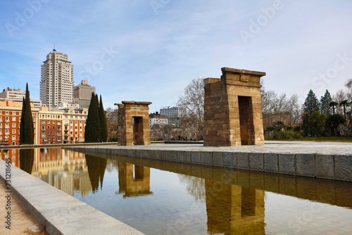 Spain Madrid Temple of Debod on a cloudy spring day