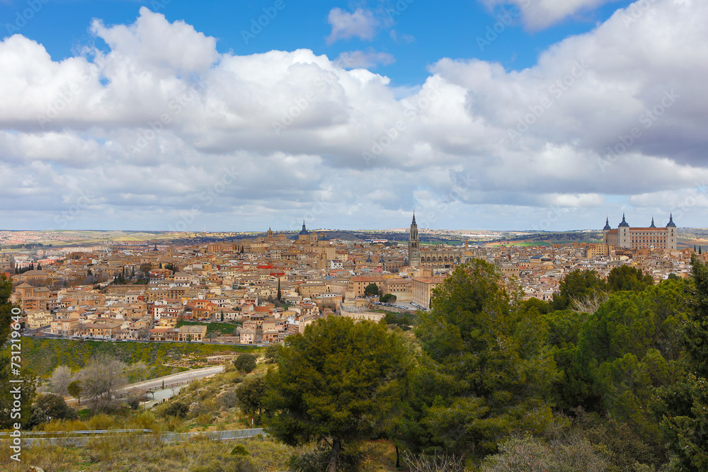 Spain Toledo city view on a sunny spring day