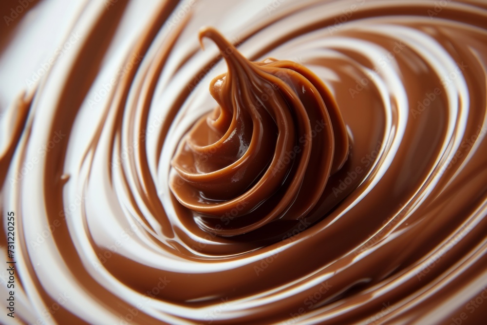 An Exquisite Macro Shot Of Delicate Caramel Swirls Intertwined With Swirling Chocolate On A White Backdrop An Exquisite Macro Shot Of Delicate Caramel Swirls Intertwined With Swirling Chocolate On A White Backdrop