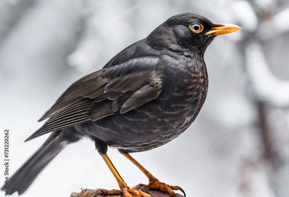 Turdus merula Eurasian Blackbird isolated on white background Turdus merula Eurasian Blackbird isolated on white background