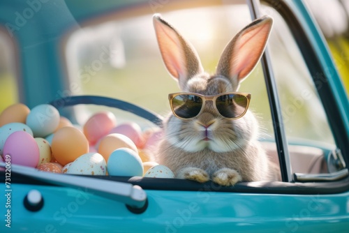 Cheeky Easter Bunny Adds Fun To Holiday As It Pokes Out Of A Car Filled With Eggs