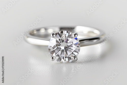 High-Quality Diamond Ring On A White Background, Equipped With Clipping Path For Effortless Editing