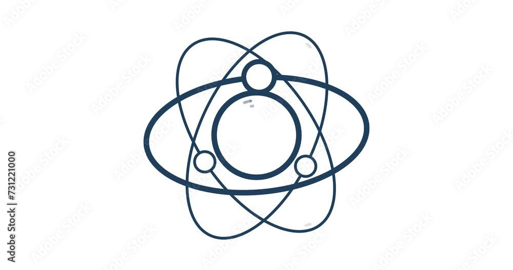 Model of the atom or molecule, electrons orbiting around core, scientific research and education Model of the atom or molecule, electrons orbiting around core, scientific research and education