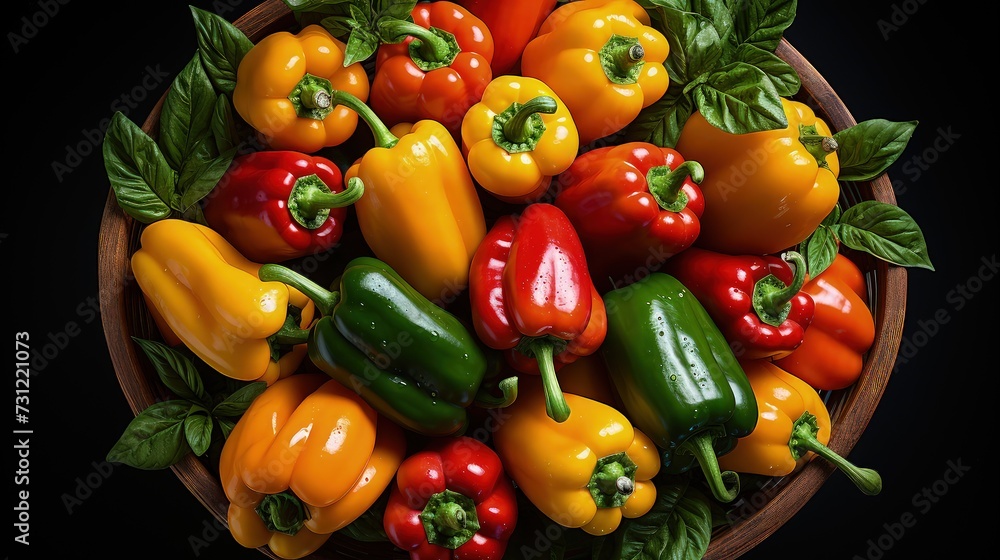 Pile of colorful bell peppers for vegetables theme background