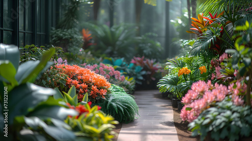 Wallpaper Mural Vibrant Botanical Garden Path Lined with Tropical Plants Torontodigital.ca