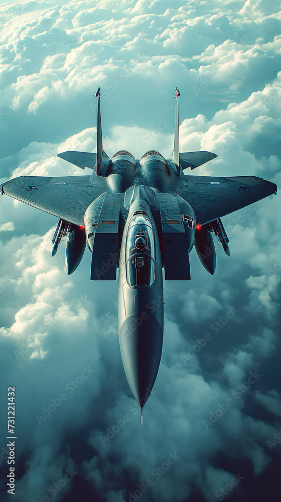 Prototipo de avión  de combate volando - obrazy, fototapety, plakaty 