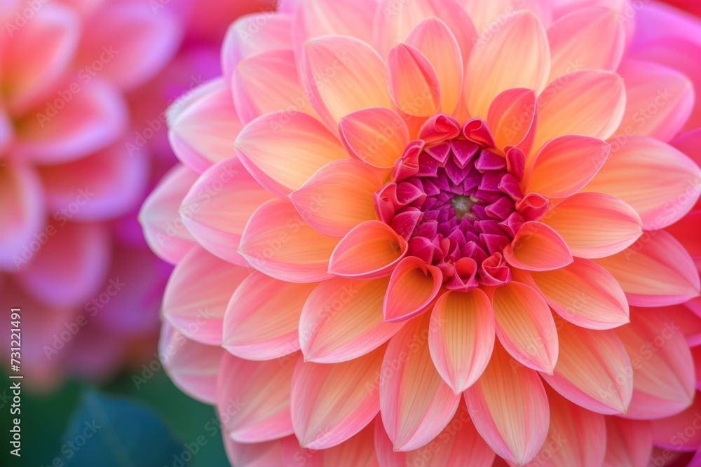 Fototapeta premium Dazzling Closeup Of Vibrant Dahlia Blooms Mesmerizes With Captivating Backdrop