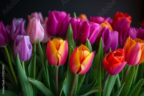 Vibrant Tulips Artfully Arranged In Captivating Floral Composition