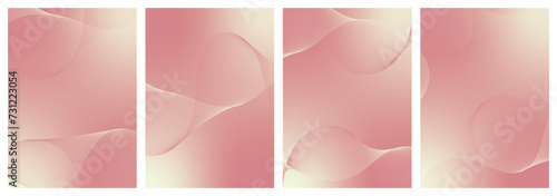 Abstract background vector set orange, peach fuzz with dynamic waves for wedding design. Futuristic backdrop with network wavy lines. Premium template with stripes and gradient mesh for banner, poster
