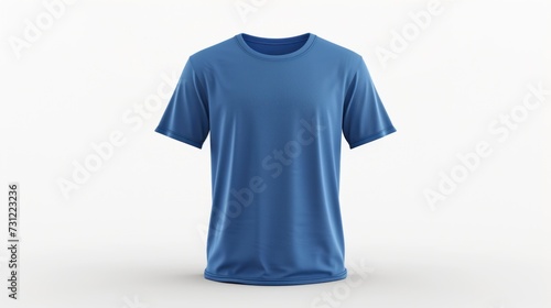 half sleeve blue t-shirt with a minimal white background, 3D mockup, apparel designs or promotional materials