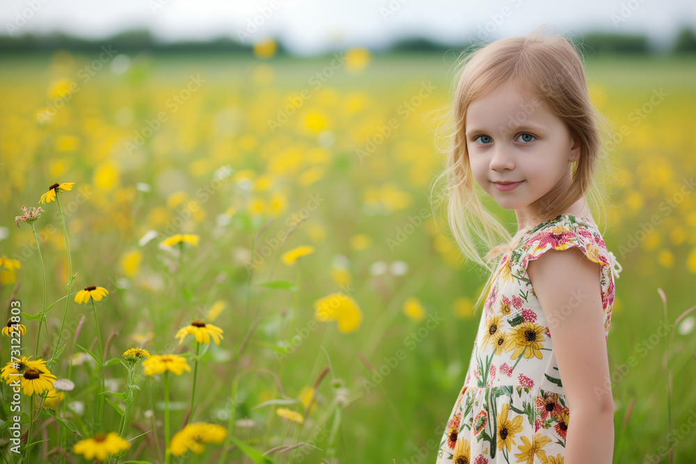 girl in a bright dress on a summer field girl in a bright dress on a summer field