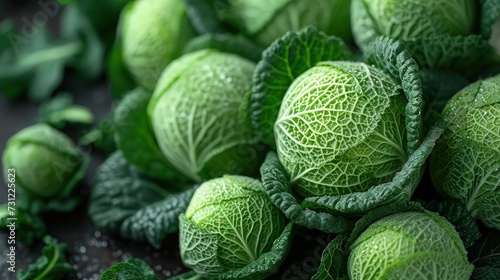 Pile of cabbage for vegetables background, close up view.