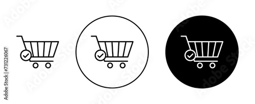 E-shopping Verification Vector Icon Set. Purchase Confirmation vector symbol for UI design. photo