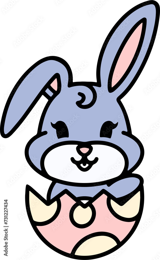 cute cartoon bunny in easter egg cute cartoon bunny in easter egg