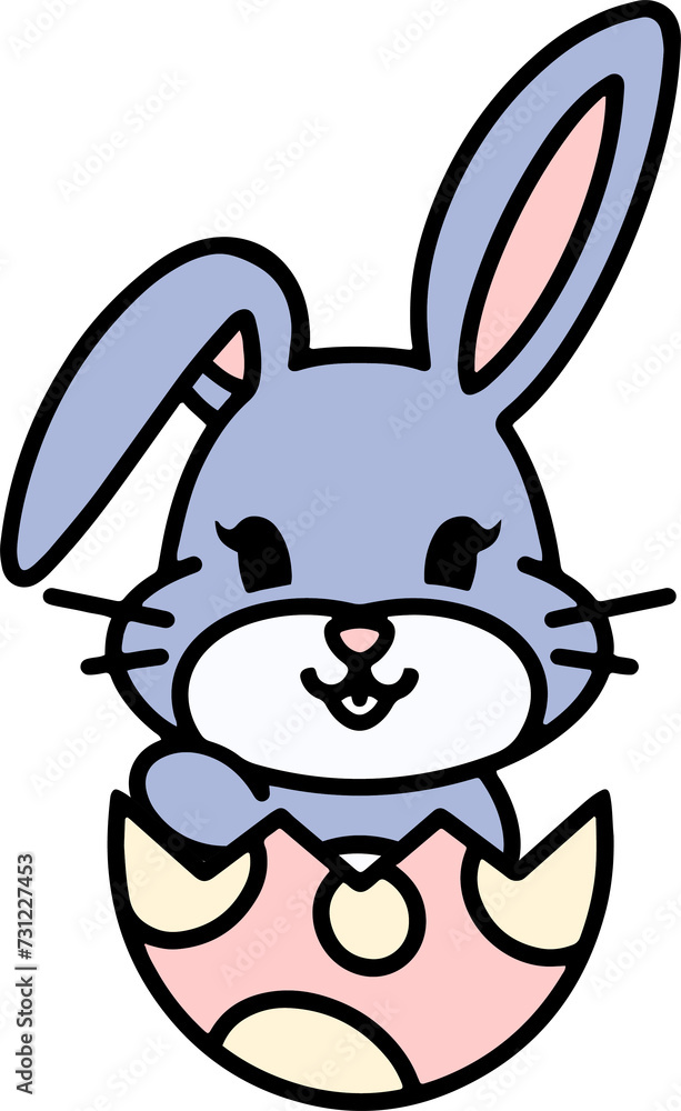 cute cartoon bunny in easter egg cute cartoon bunny in easter egg