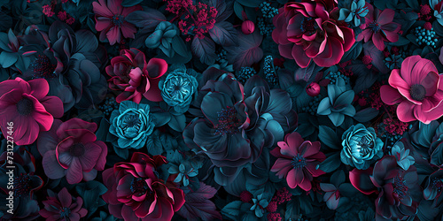 velvet black flowers seamless wallpaper in