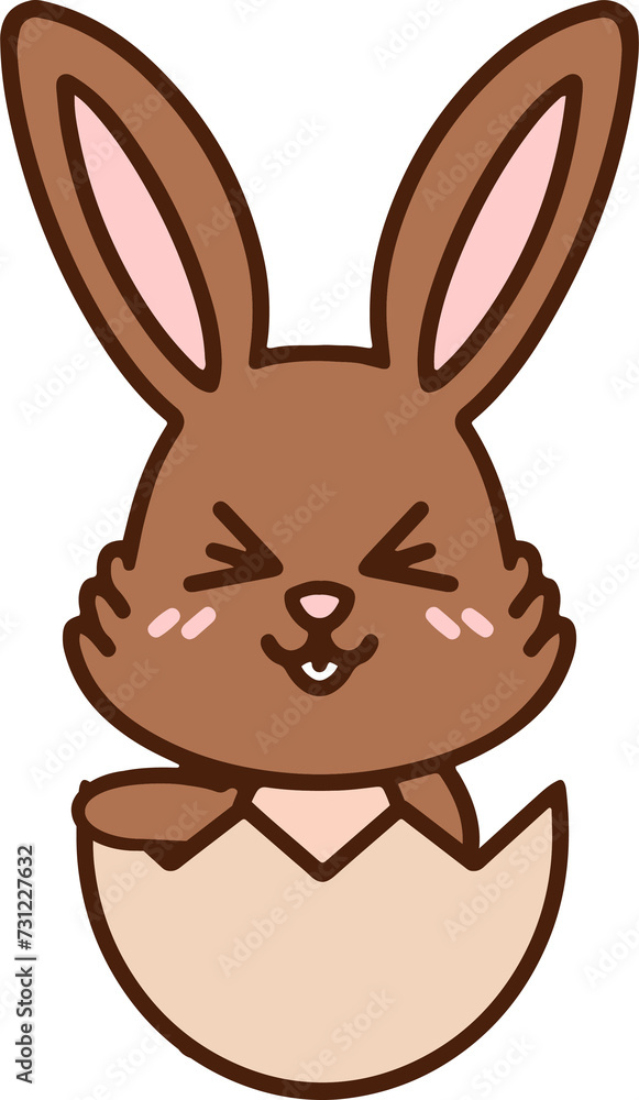 Obraz premium cute cartoon bunny in easter egg