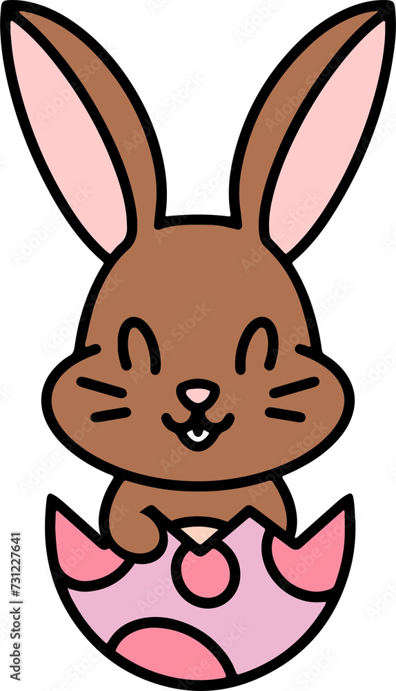 cute cartoon bunny in easter egg cute cartoon bunny in easter egg