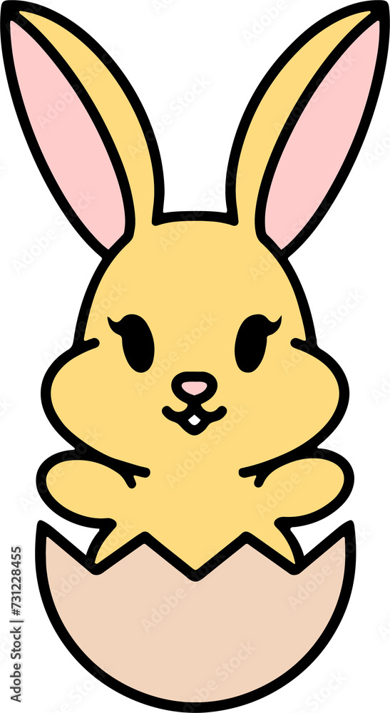 cute easter bunny cartoon with easter egg