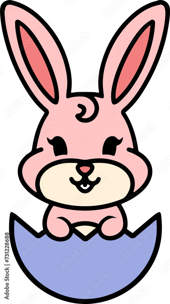 cute easter bunny cartoon with easter egg