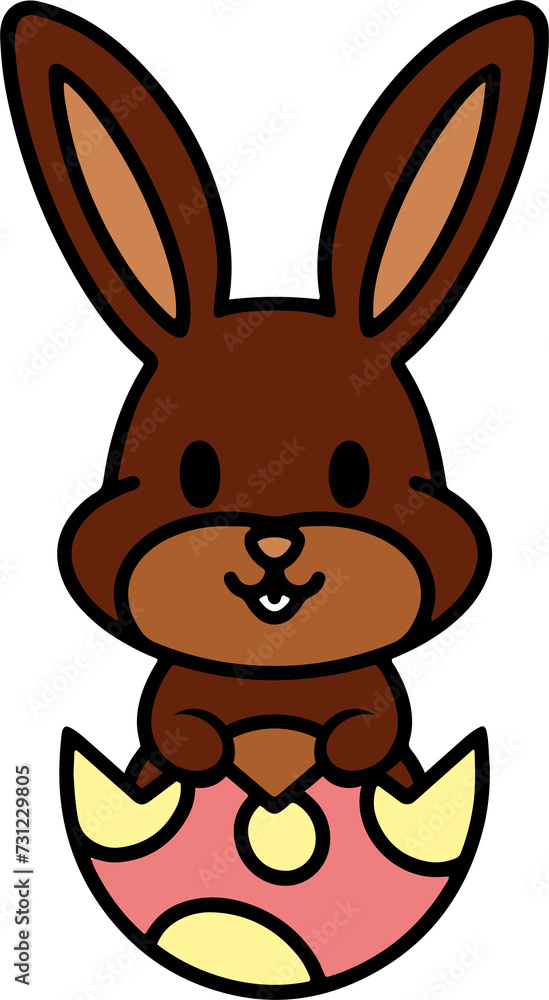 easter bunny cartoon with egg