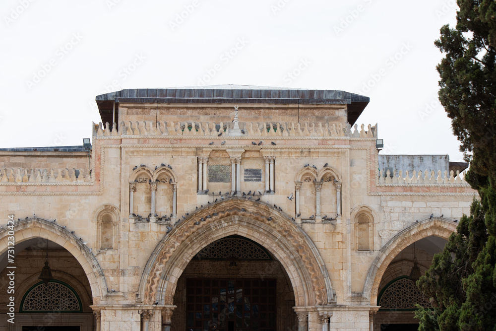 Traditional Islamic architecture in the old city of Jerusalem, Israel: 22 April 2022. Al-Aqsa Mosque in the Temple Mount