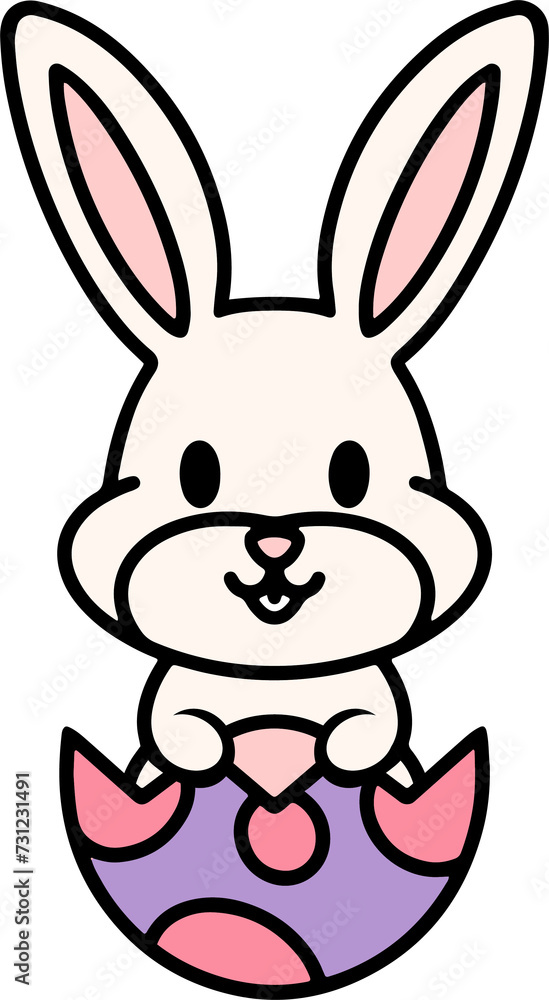 cute easter bunny in easter egg