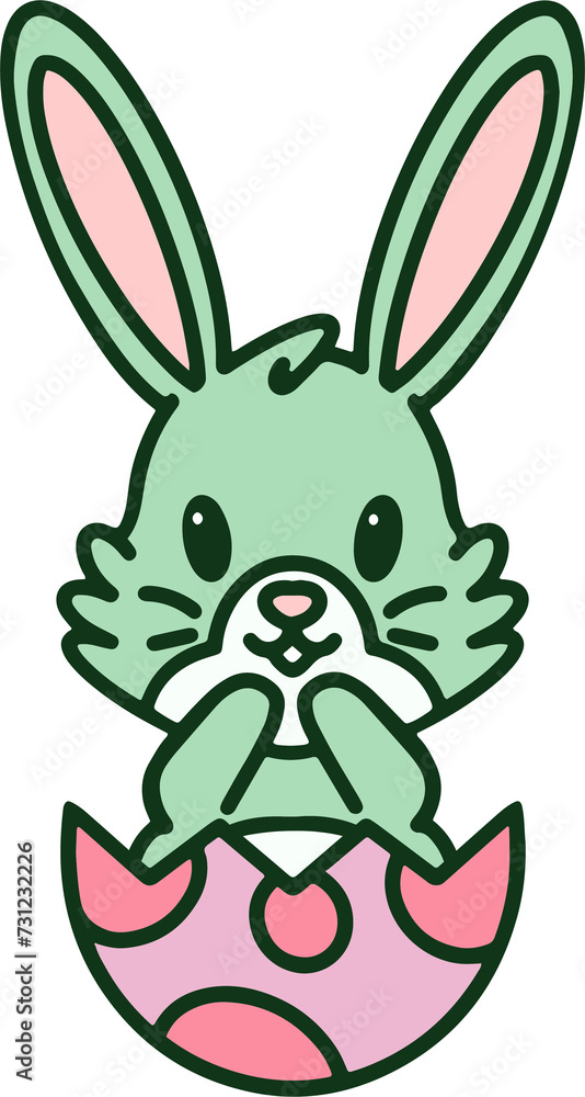 Obraz premium cartoon easter bunny in egg