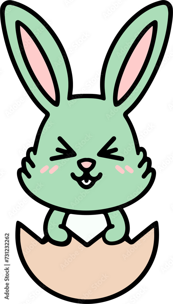 cartoon easter bunny in egg