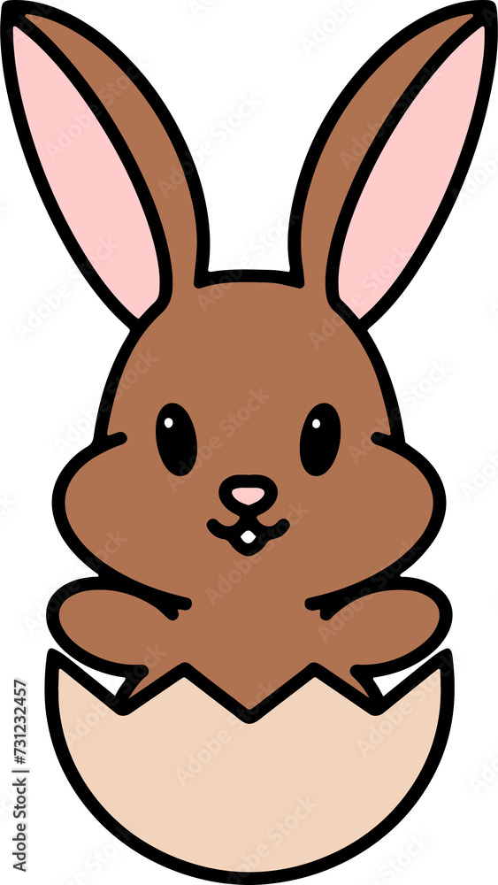cartoon easter bunny in egg