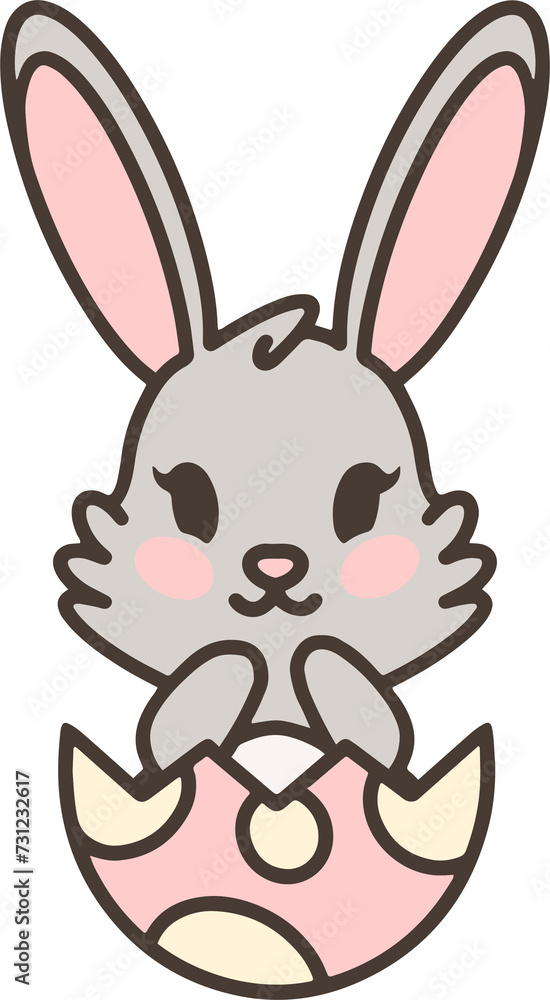 Naklejka premium cartoon easter bunny in egg