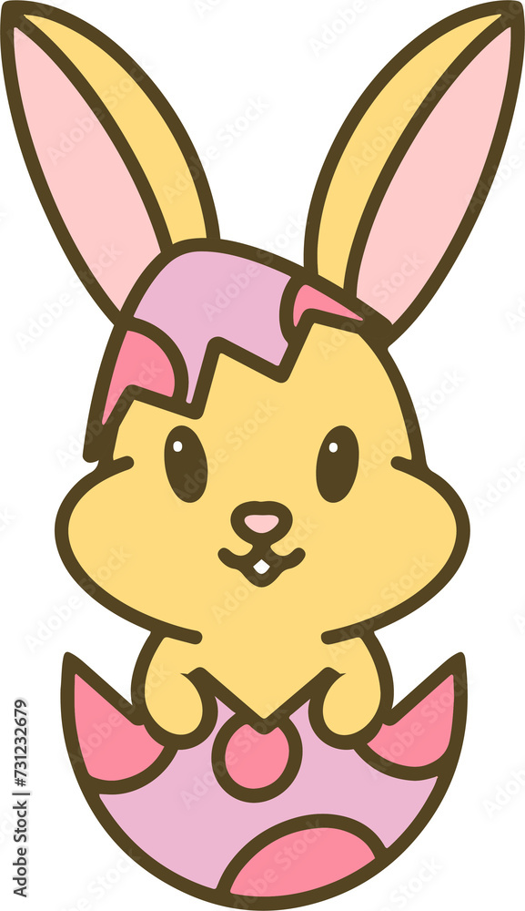 cartoon easter bunny in egg