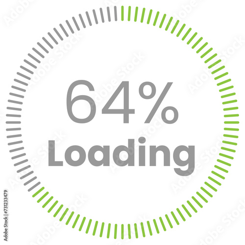 64% Loading. 64% circle diagrams Infographics vector, 64 Percentage ready to use for web design ux-ui