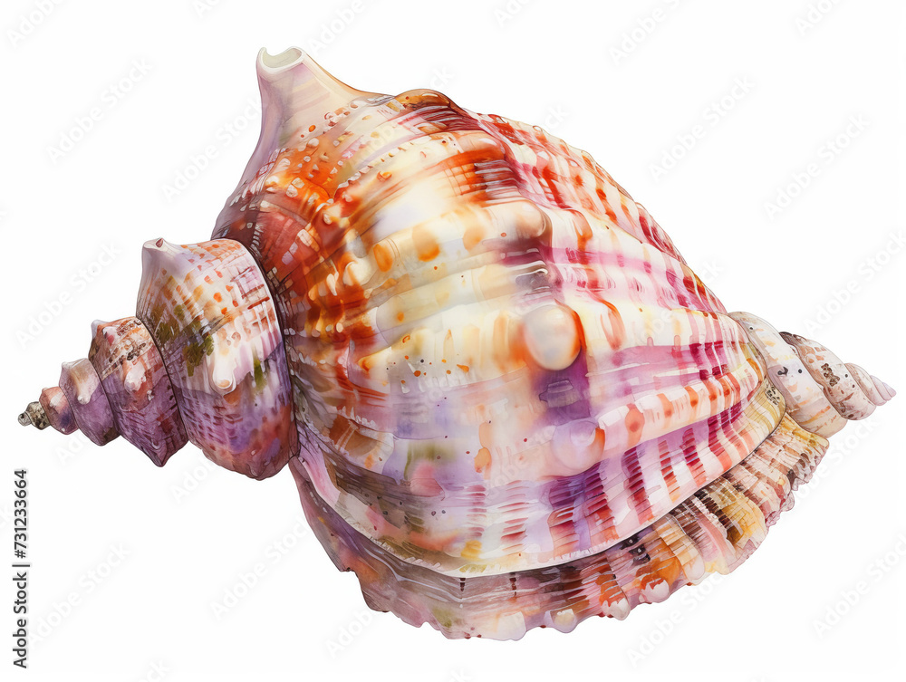 Fototapeta premium Shell in watercolor style isolated on white background